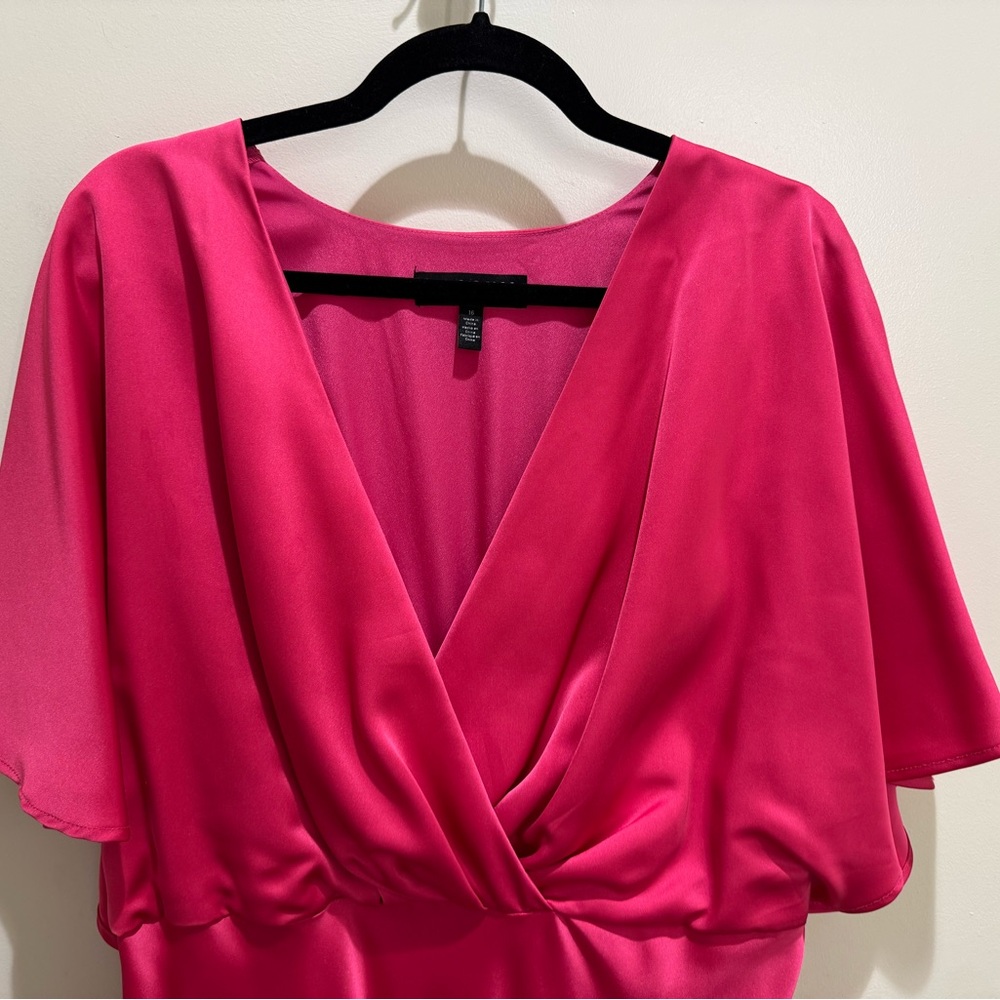 Eloquii Fuchsia Satin High Low Dress, Size:16 - Picture 2 of 4